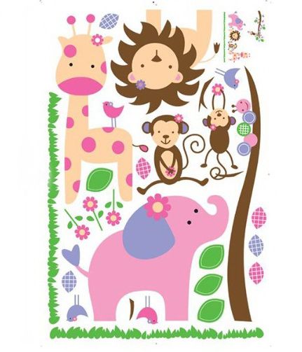 Wall Sticker Stickers Large Children Kids Baby Room Decor Jungle Animals Safari elephant Lion monkey giraffe