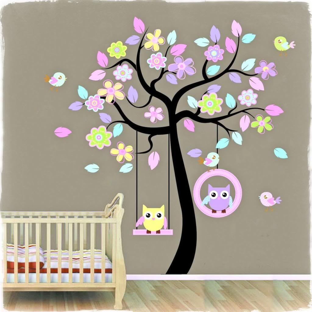 Wall Sticker Stickers Large Children Kids Baby Room Decor Tree Owl Nursery Animals 