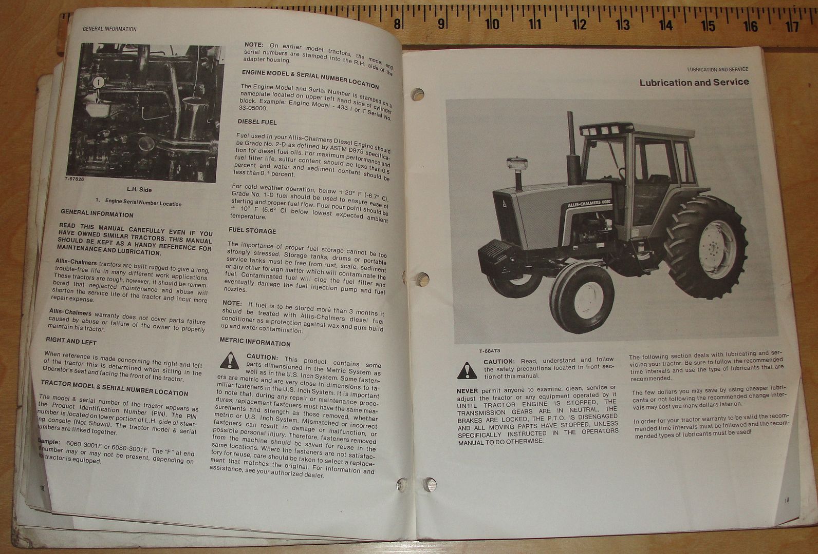6060- 6080 Diesel tractor operators manual Allis-Chalmers