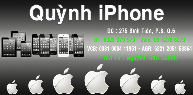 Quỳnh iPhone Q6 : iPhone 4 QTế Trắng-Đen 8/16/32GB - 3GS Lock Qtế 8/16/32 GB Full Zin - 1