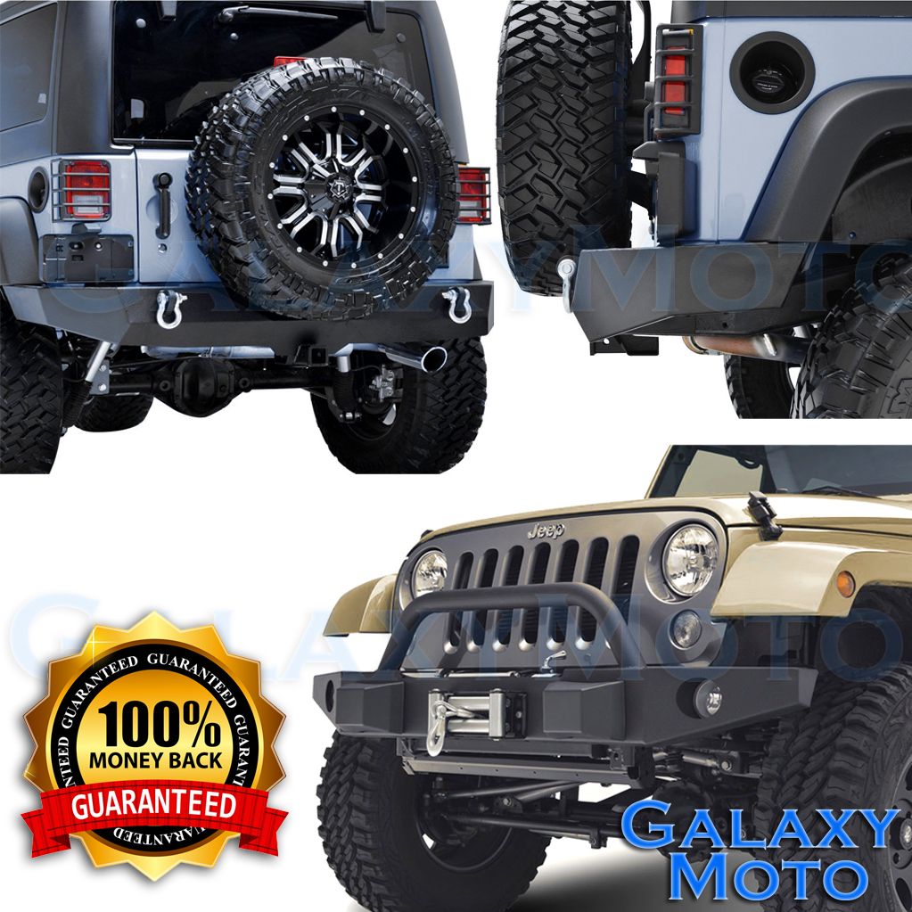 Front+Full Width Rear Bumper+Winch Plate+2" Hitch for 0717 Jeep JK