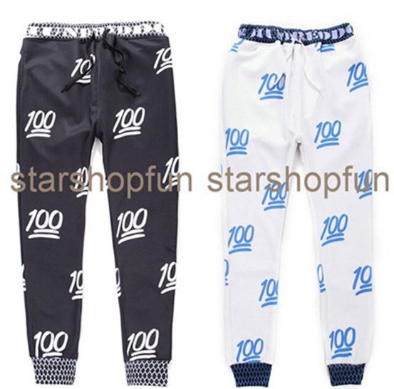 100 emoji joggers pants white black red men boy sweatpant trouser