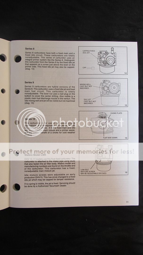 Tecumseh 4 Cycle Overhead Valve Engine Service Manual Book Catalog