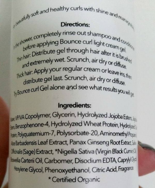  Ingrediënten Bounce Curl Light Creme Gel