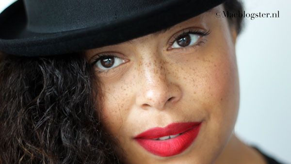 Ruby Woo lip swatch mixed skin