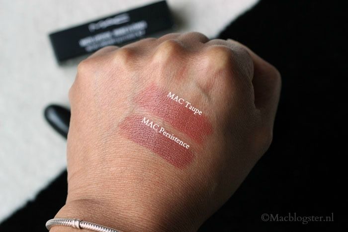 MAC Taupe vs Persistence lipstick review + swatches