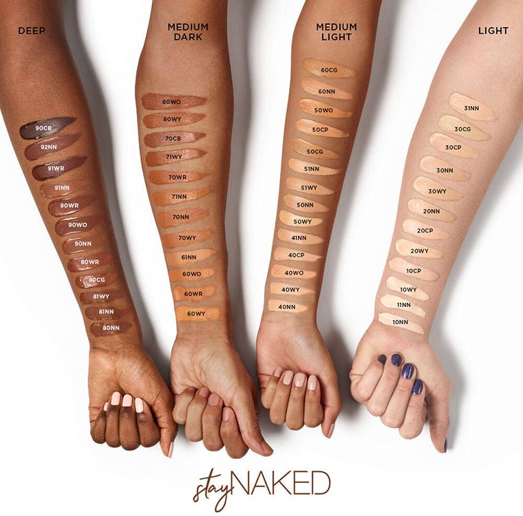 Stay Naked Weightless Liquid Foundation swacthes