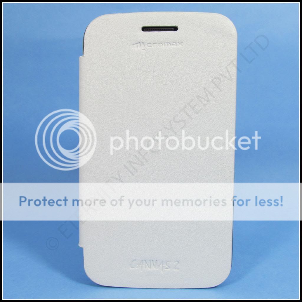 Micromax A110 Canvas 2 Superfone Luxury White Leather Flip Hard Back ...
