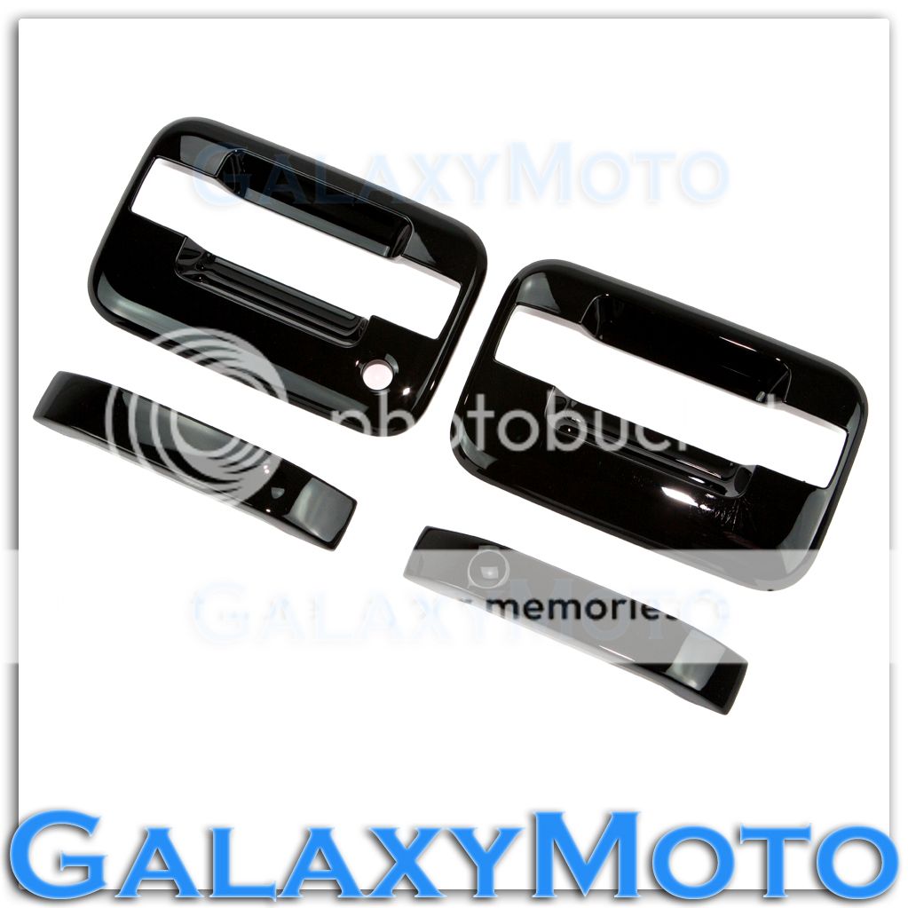 02-06 Chevy Avalanche Gloss Black 4 Door Handle+w//o PSG Keyhole Cover Kit Set