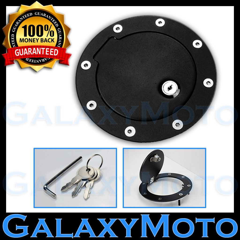 Lock Key Black Bolt-On Gas Fuel Tank Door Cover Cap For Jeep Wrangler 97-06 TJ