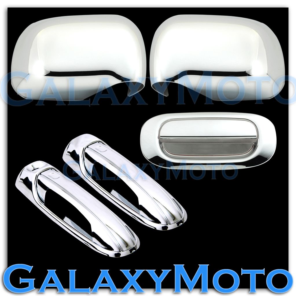 99-06 Chevy Silverado Chrome FULL Mirror+4 Door Handle+PSG KEYHOL+Tailgate Cover