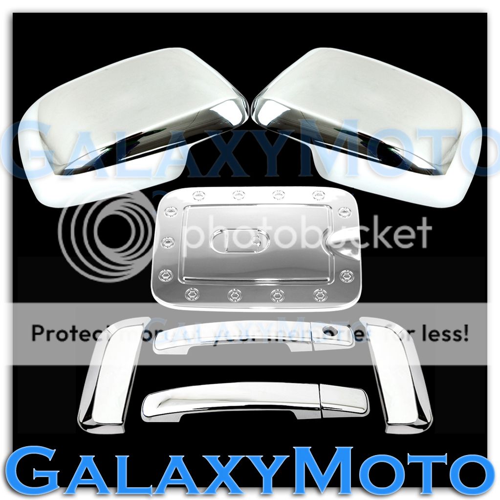 02-06 Chevy Avalanche Chrome FULL Mirror+4 Door Handle+w//o PSG KH+Tailgate Cover