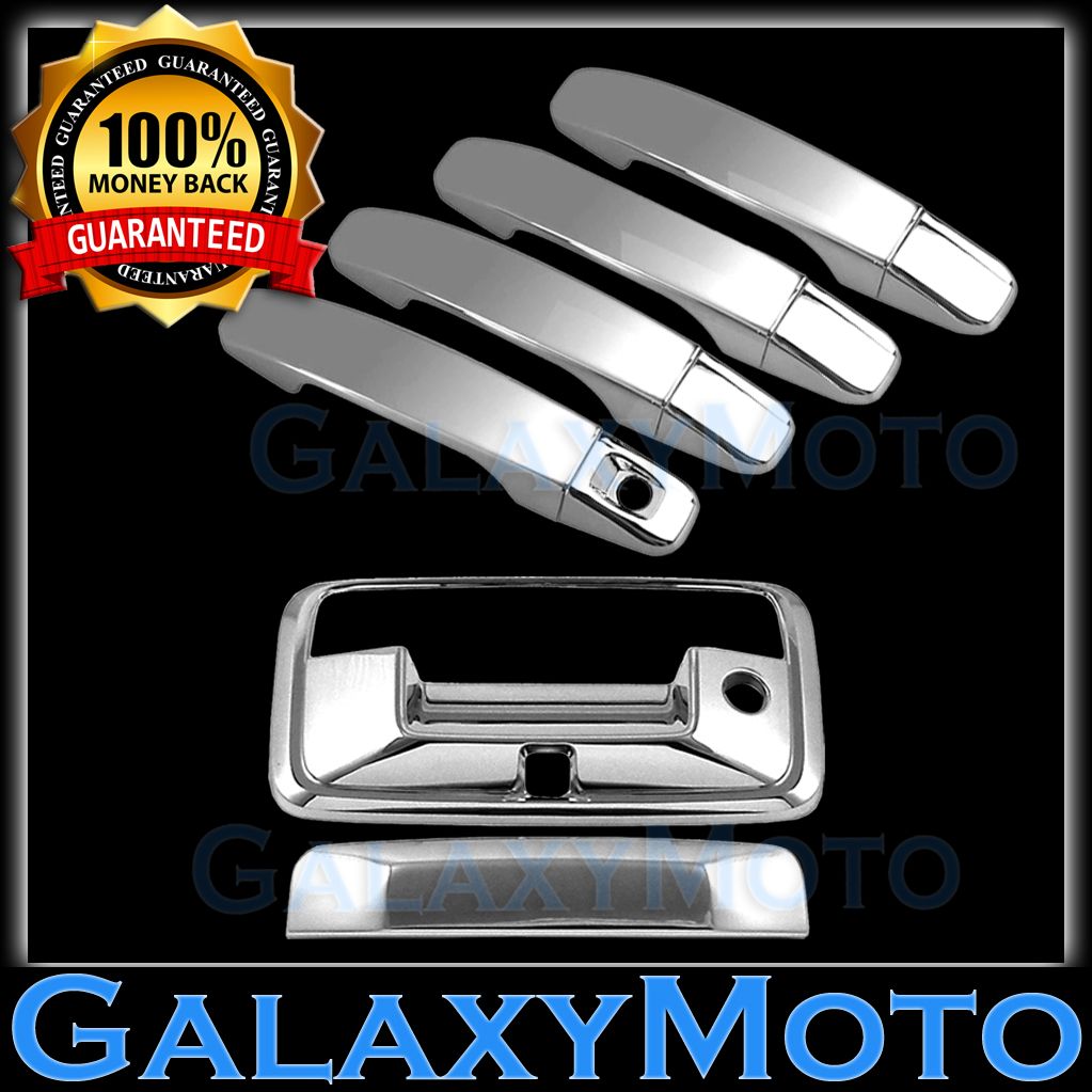 14-16 GMC Sierra 1500 Triple Chrome Tailgate Handle+Keyhole+no Camera hole Cover